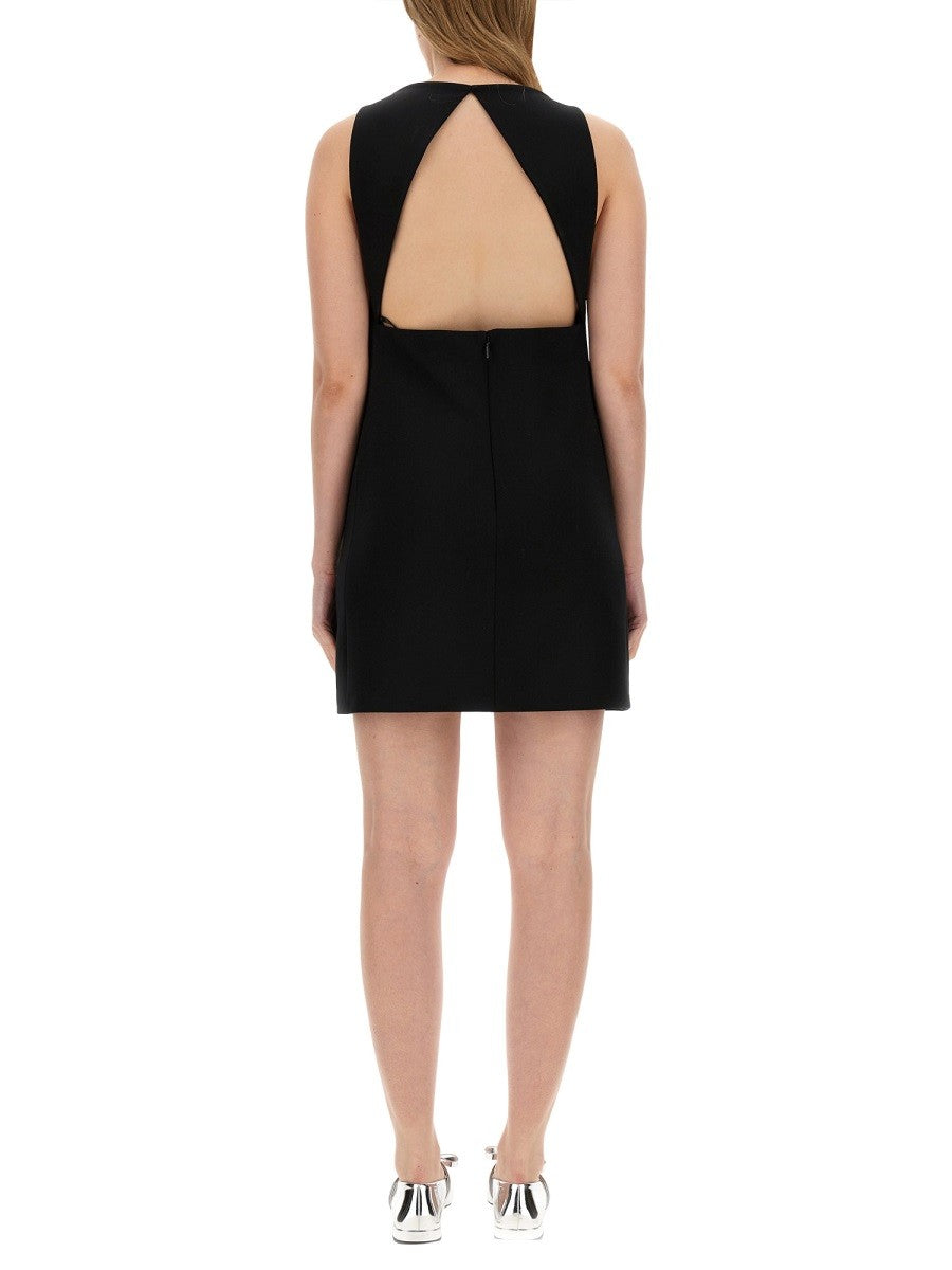Versace - Versace Wool Blend Straight Mini Dress With Cut Out - Women’s Clothing