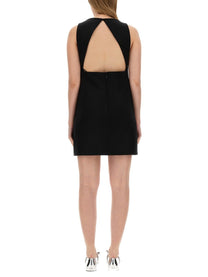 Versace - Versace Wool Blend Straight Mini Dress With Cut Out - Women’s Clothing