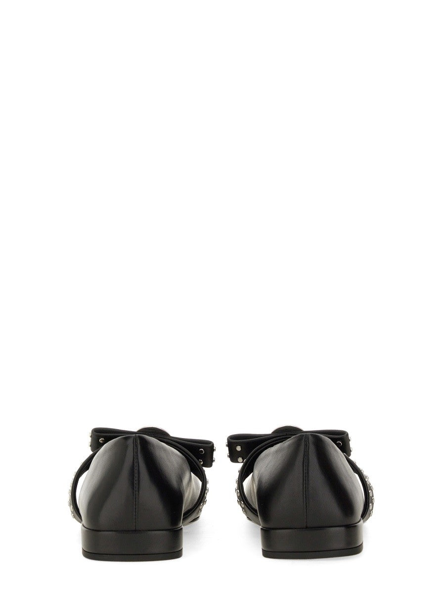 Versace - Versace Ballerina ’Gianni’ Ribbon With Studs - Women’s Shoes