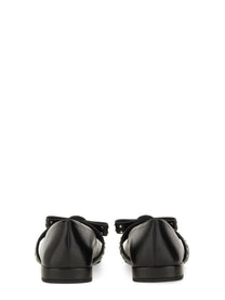 Versace - Versace Ballerina ’Gianni’ Ribbon With Studs - Women’s Shoes