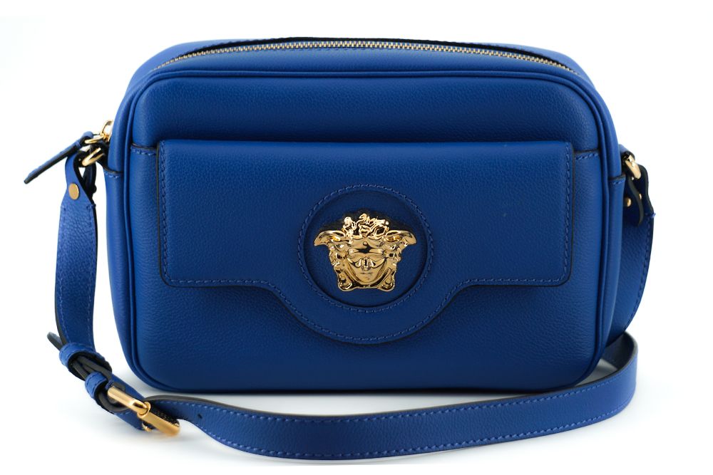 Versace - Versace Blue Leather Camera Bag - Women’s Bags