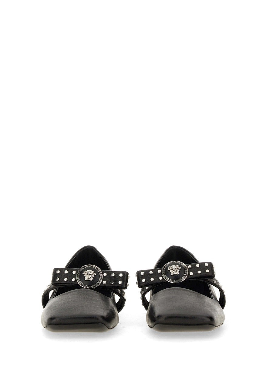 Versace - Versace Ballerina ’Gianni’ Ribbon With Studs - Women’s Shoes