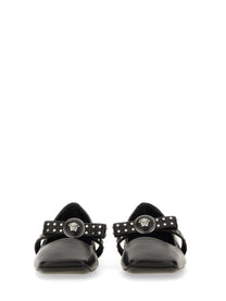 Versace - Versace Ballerina ’Gianni’ Ribbon With Studs - Women’s Shoes