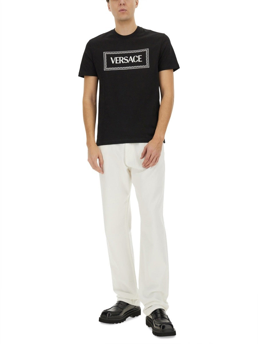 Versace - Versace T Shirt With ’90 S Vintage Embroidered Logo - Men’s Tops