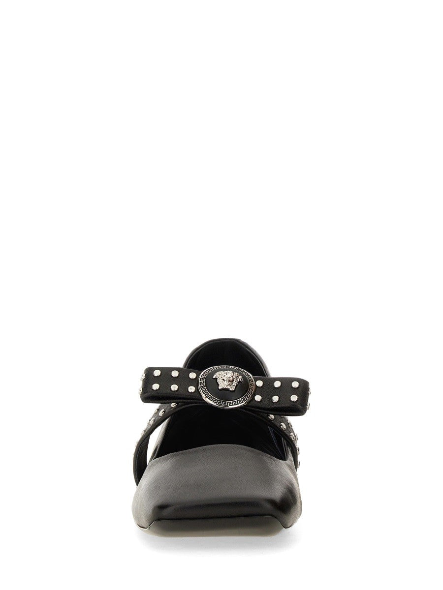Versace - Versace Ballerina ’Gianni’ Ribbon With Studs - Women’s Shoes