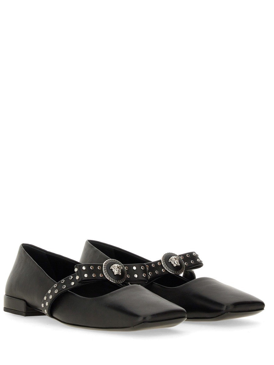 Versace - Versace Ballerina ’Gianni’ Ribbon With Studs - Women’s Shoes