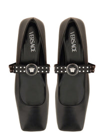 Versace - Versace Ballerina ’Gianni’ Ribbon With Studs - Women’s Shoes
