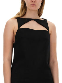 Versace - Versace Wool Blend Straight Mini Dress With Cut Out - Women’s Clothing