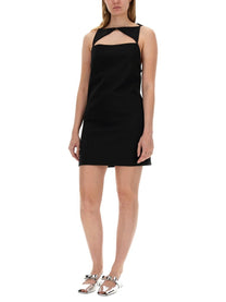 Versace - Versace Wool Blend Straight Mini Dress With Cut Out - Women’s Clothing