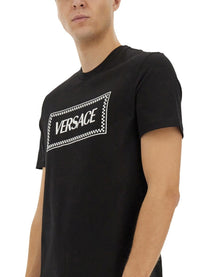 Versace - Versace T Shirt With ’90 S Vintage Embroidered Logo - Men’s Tops