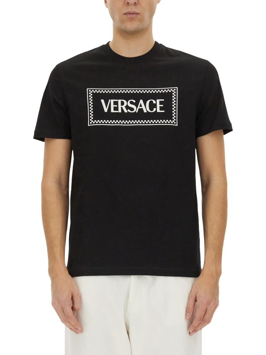 Versace - Versace T Shirt With ’90 S Vintage Embroidered Logo - Men’s Tops