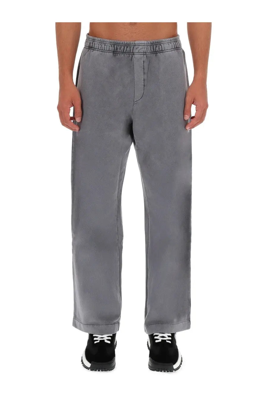 Versace jeans couture men’s gray cotton jogger pants with elastic waistband and rolled cuffs