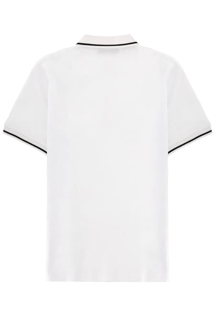 Versace Jeans Couture men’s white polo shirt with black trim on collar and sleeves in cotton material
