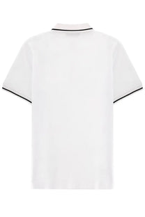 Versace Jeans Couture men’s white polo shirt with black trim on collar and sleeves in cotton material