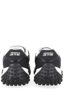 Versace Jeans Couture men’s black and white sneaker with textured bumpy rubber sole for casual wear