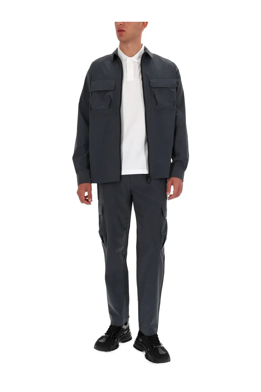 Versace Jeans Couture Men's Zippered Shirt Grey, view 2