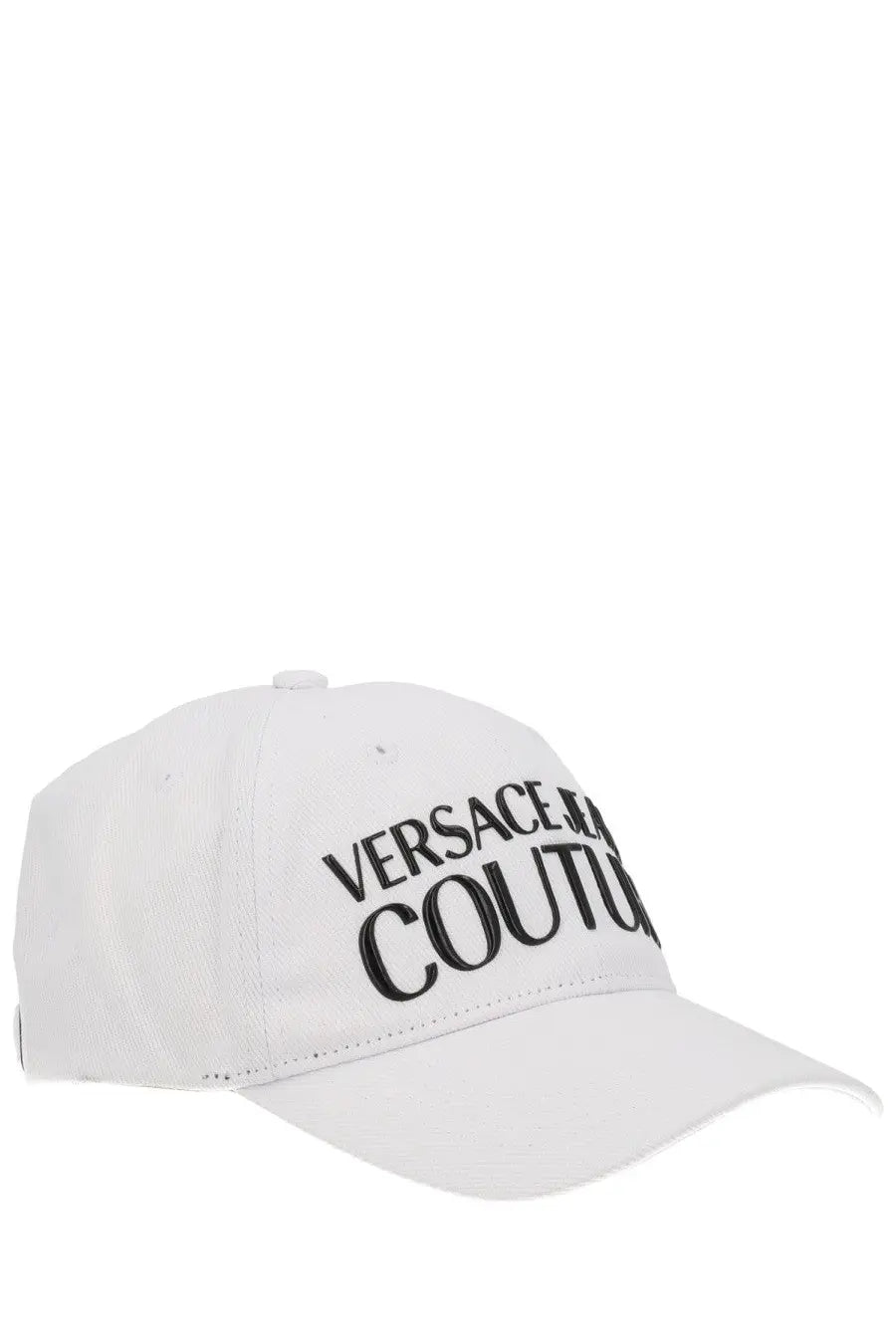 Versace jeans couture women’s white baseball cap with black embroidered logo made of cotton blend material