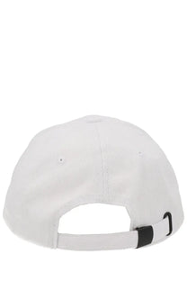 Versace jeans couture women’s white baseball cap with black adjustable strap and buckle shown from the back