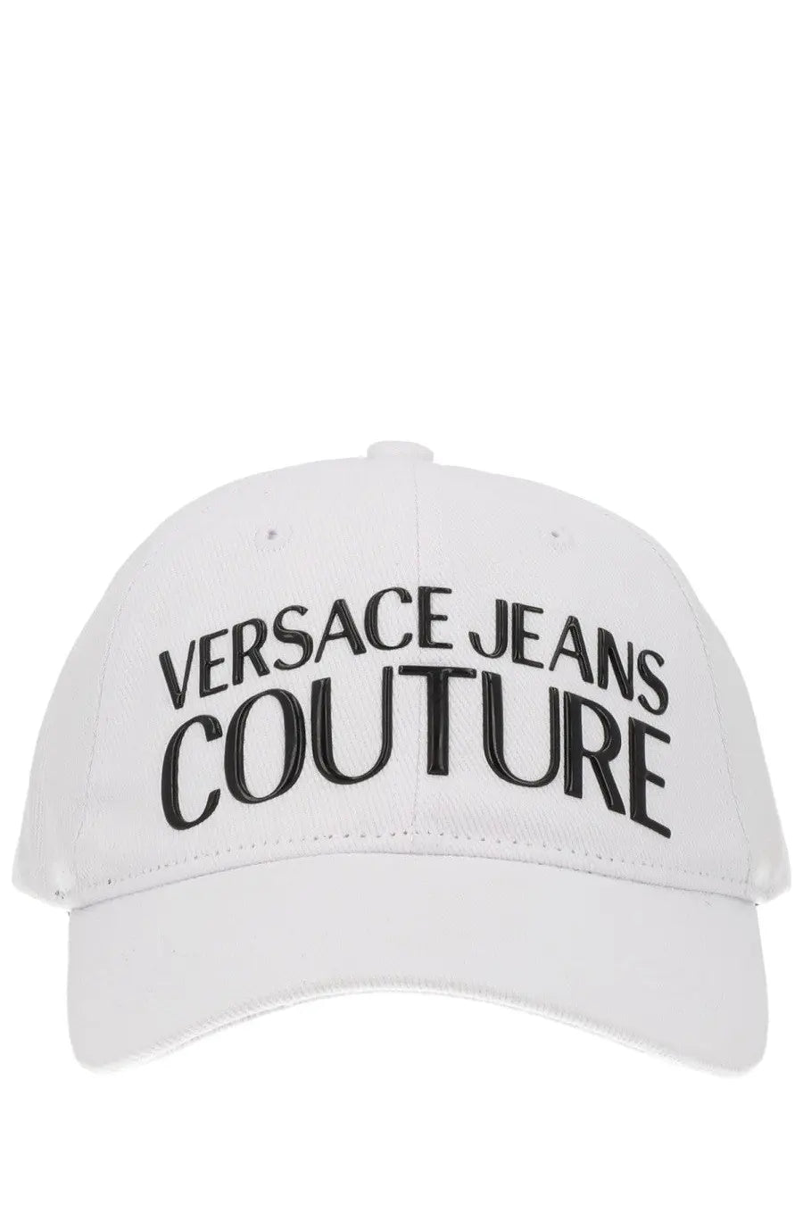 Versace Jeans Couture women’s white baseball cap with bold black embroidered lettering on the front