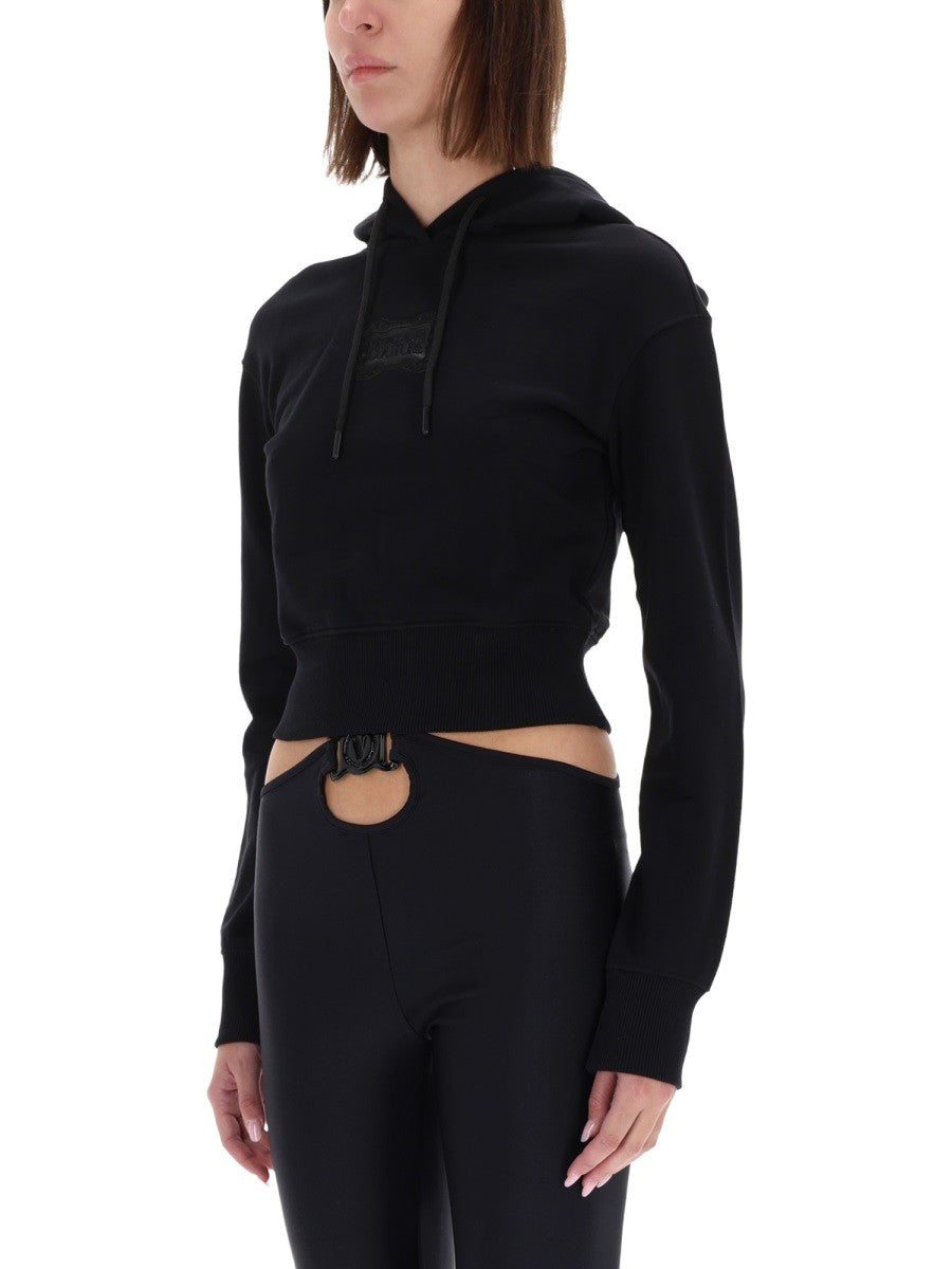 Versace Jeans Couture Women's Cropped Sweatshirt Black, view 4