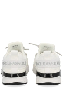 Versace Jeans Couture women’s dynamic sneaker white with black rubber accents and silver logo detailing