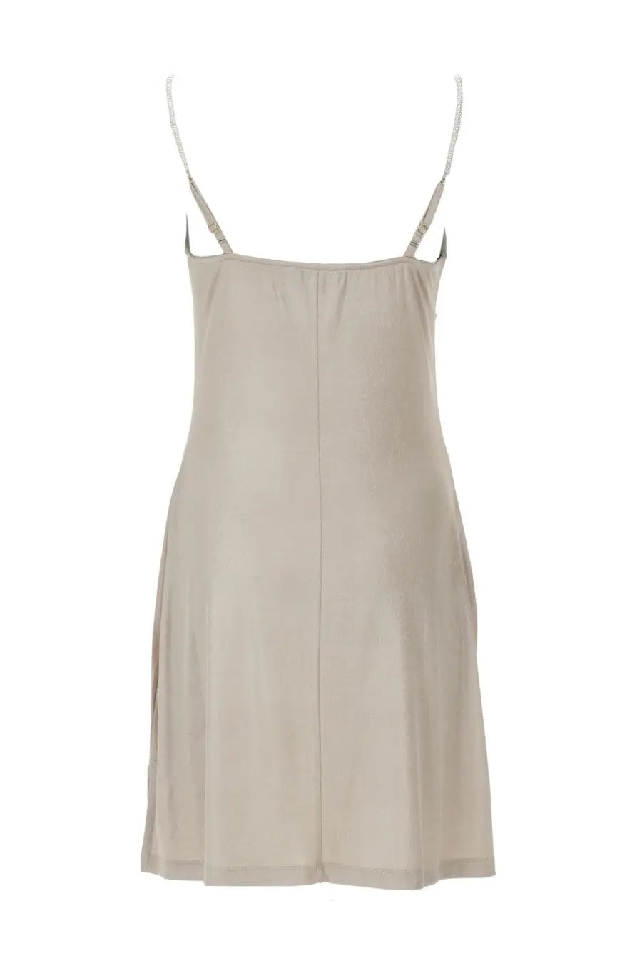Beige sleeveless mini slip dress with thin straps in satin from versace jeans couture womens mini abito in raso white