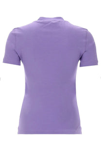 Versace jeans couture women’s lavender short-sleeved polo shirt with classic collar and neatly stitched seams