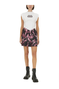Versace Jeans Couture women’s white sleeveless top with black and pink graphic print in cotton fabric