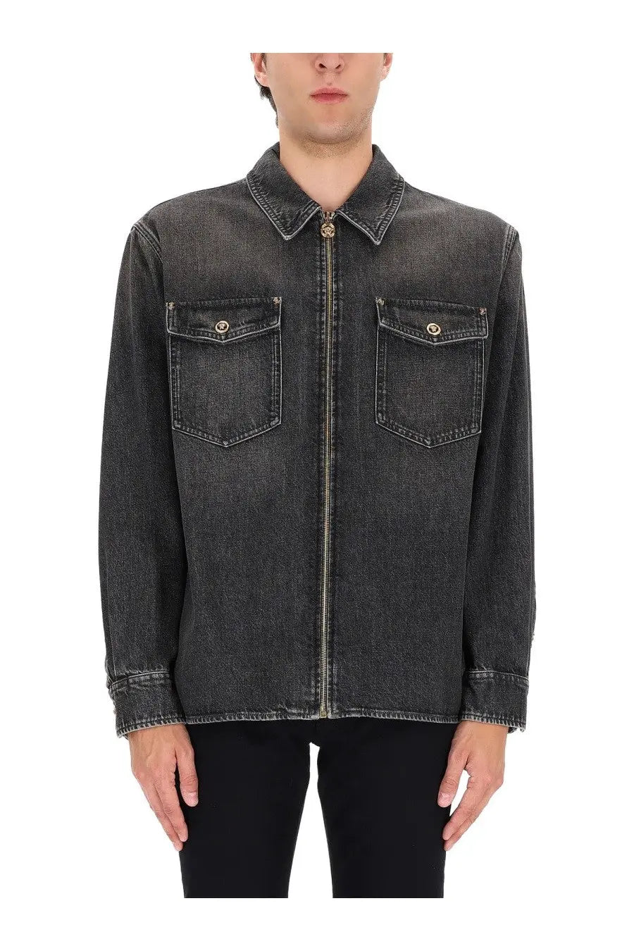 Versace Men's Denim Jacket Black, view 3