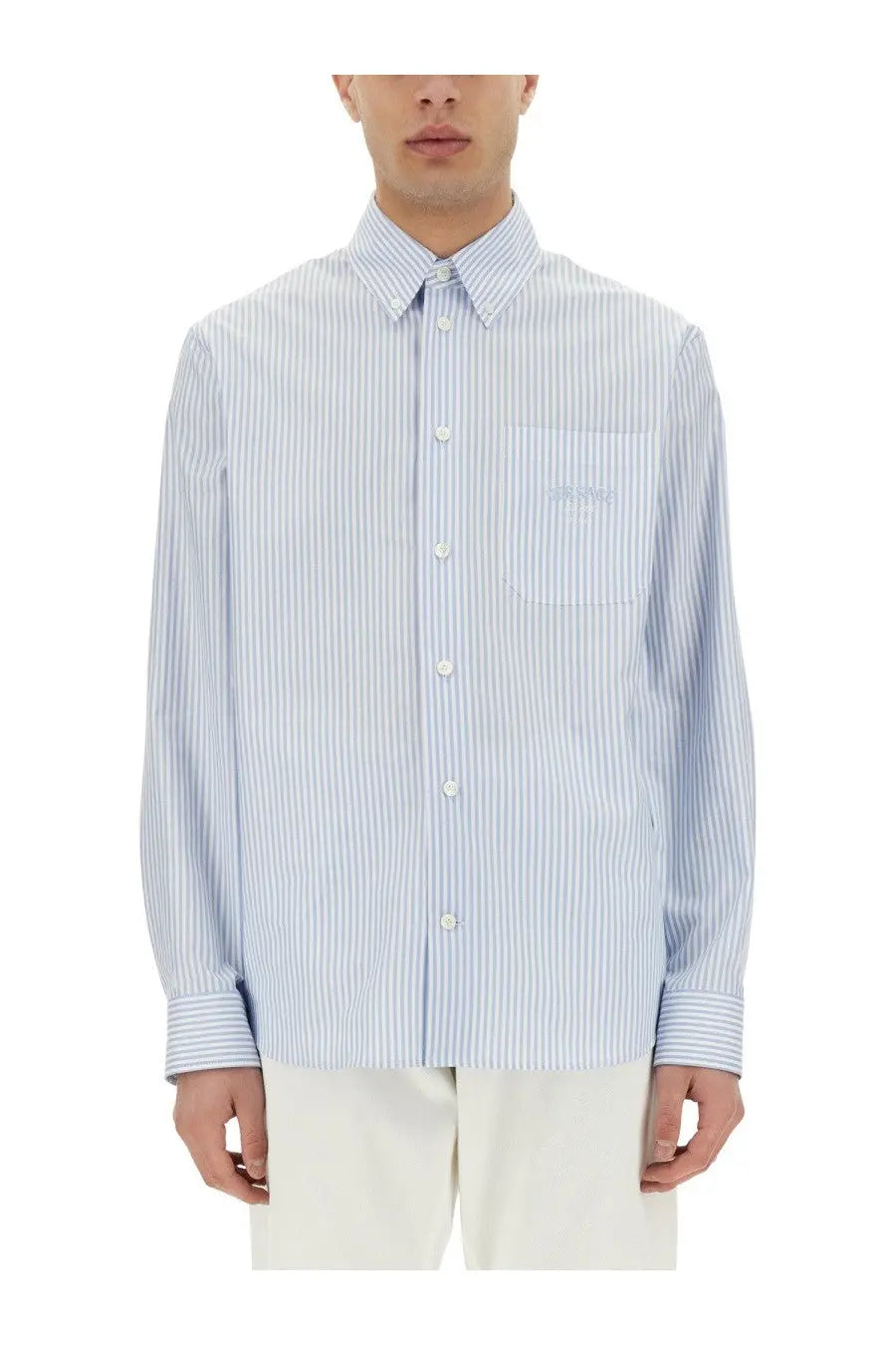 Versace Men's Striped Shirt Blue