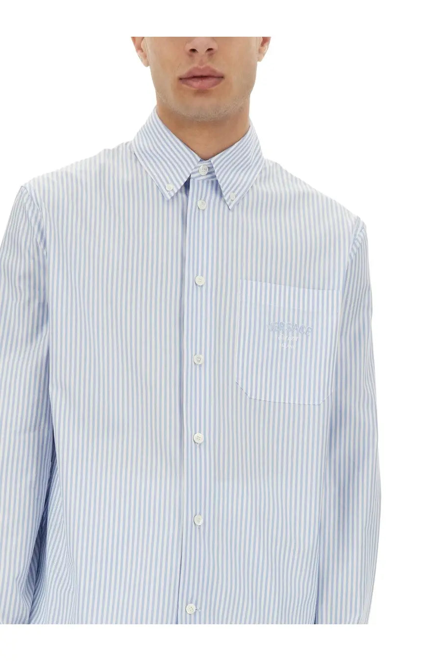 Versace Men's Striped Shirt Blue, view 4