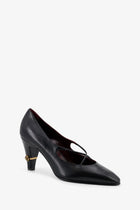 Versace Women's Criss Cross Medallion Leather Pumps Black, view 2