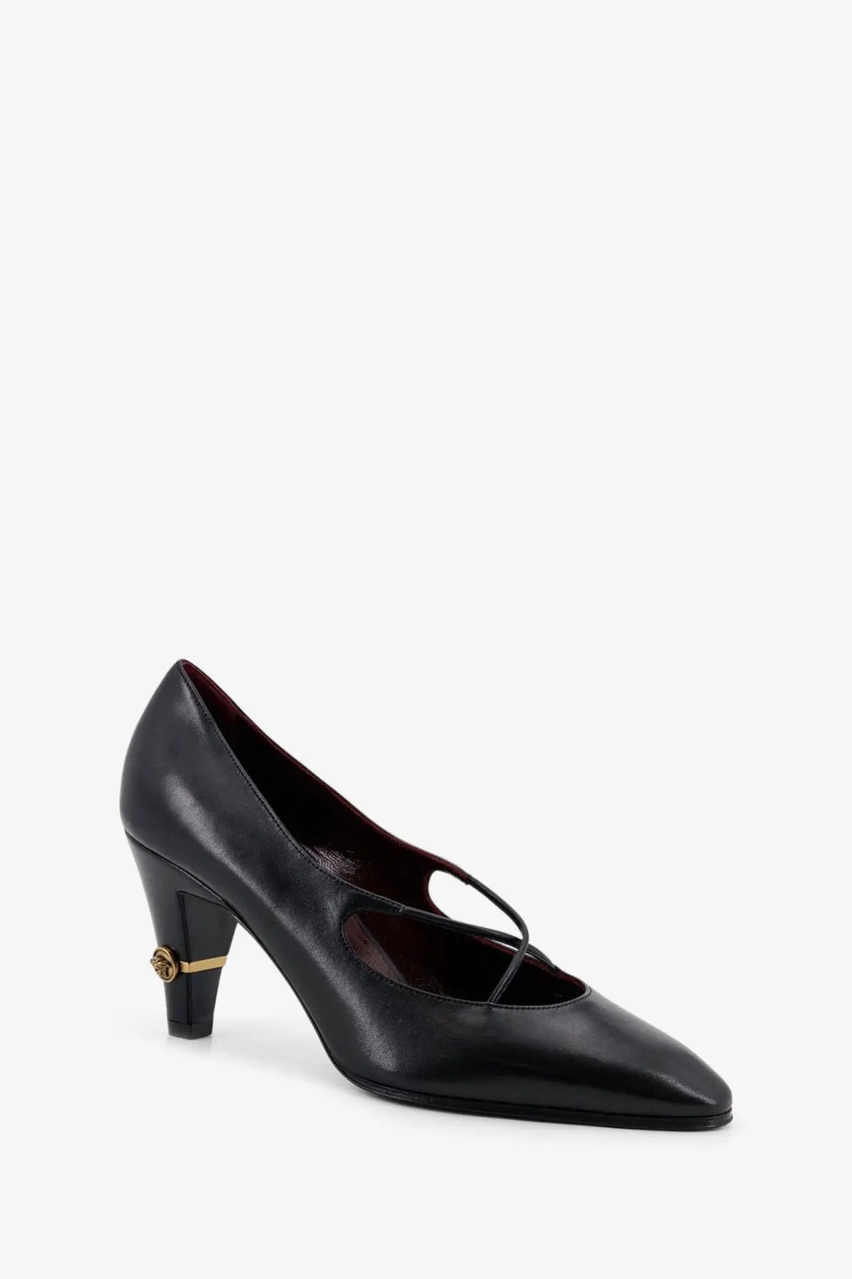 Versace Women's Criss Cross Medallion Leather Pumps Black, view 2