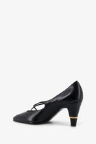 Versace Women's Criss Cross Medallion Leather Pumps Black, view 3