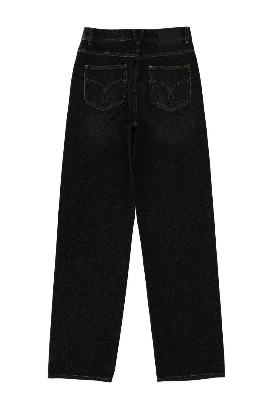 Versace women’s black denim jeans with straight-leg cut and subtle stitching details