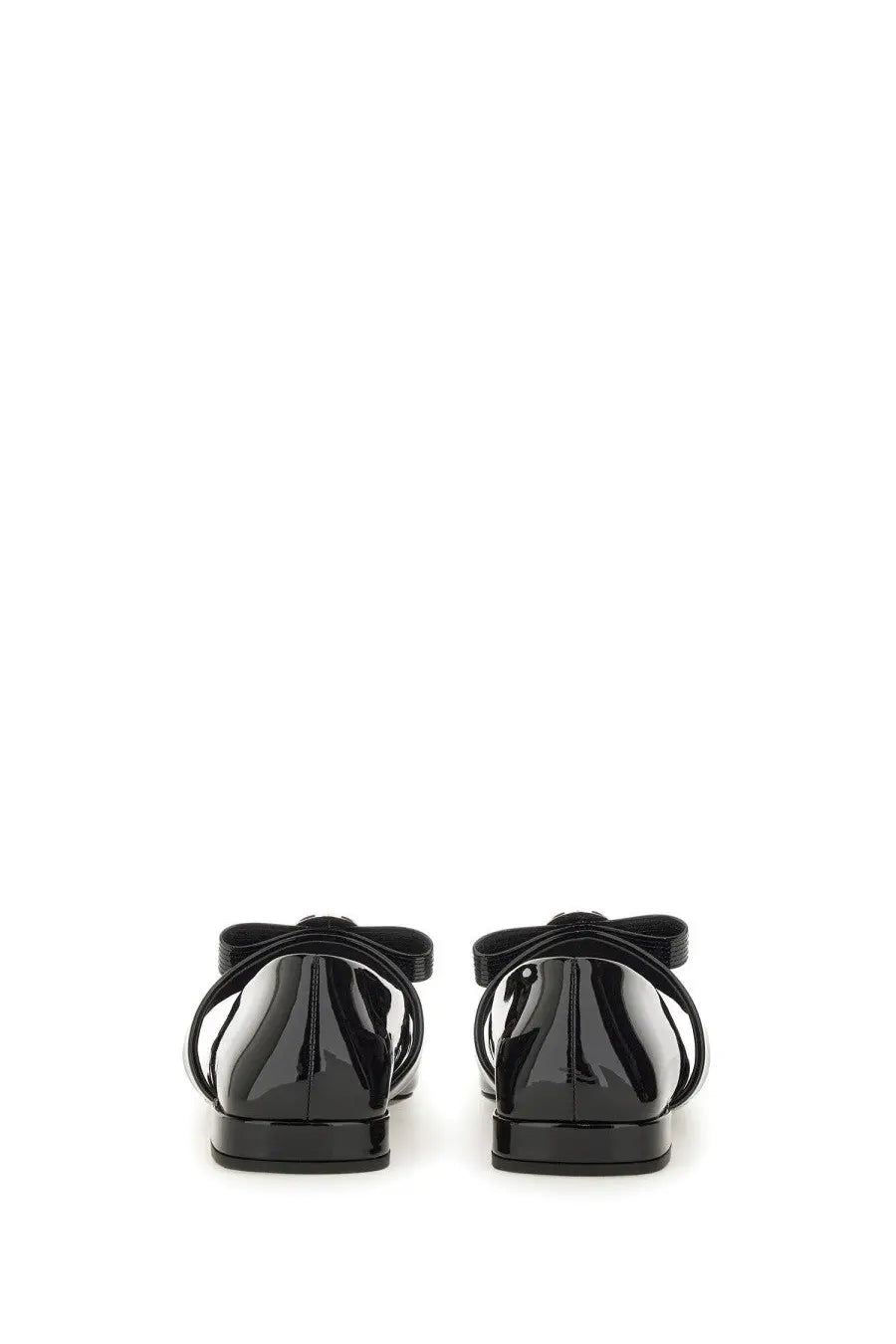 Versace Women's Patent Leather Ballet Flats Gianni Ribbon Black, view 3