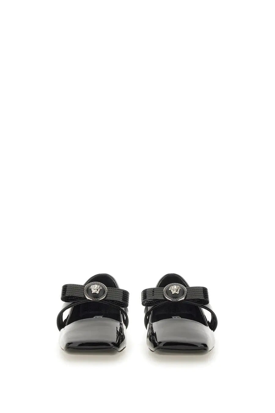 Versace Women's Patent Leather Ballet Flats Gianni Ribbon Black, view 4