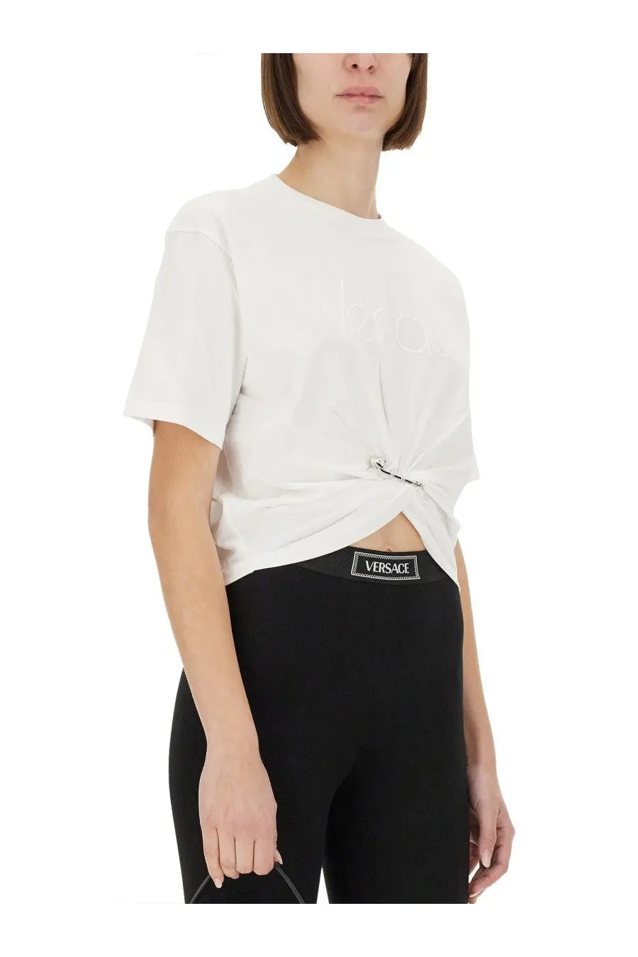 Versace Women's RE Edition Safety Pin Shirt White, view 4