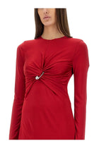 Versace Women's Safety Pin Midi Dress Red, view 4