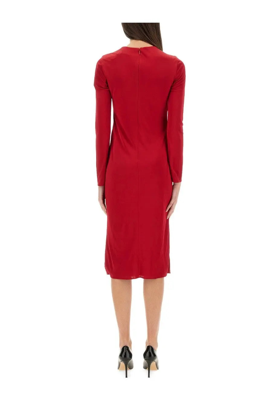 Versace Women's Safety Pin Midi Dress Red, view 3