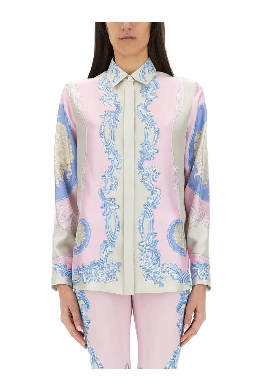 Versace Women's Silk Shirt Cameo Blue