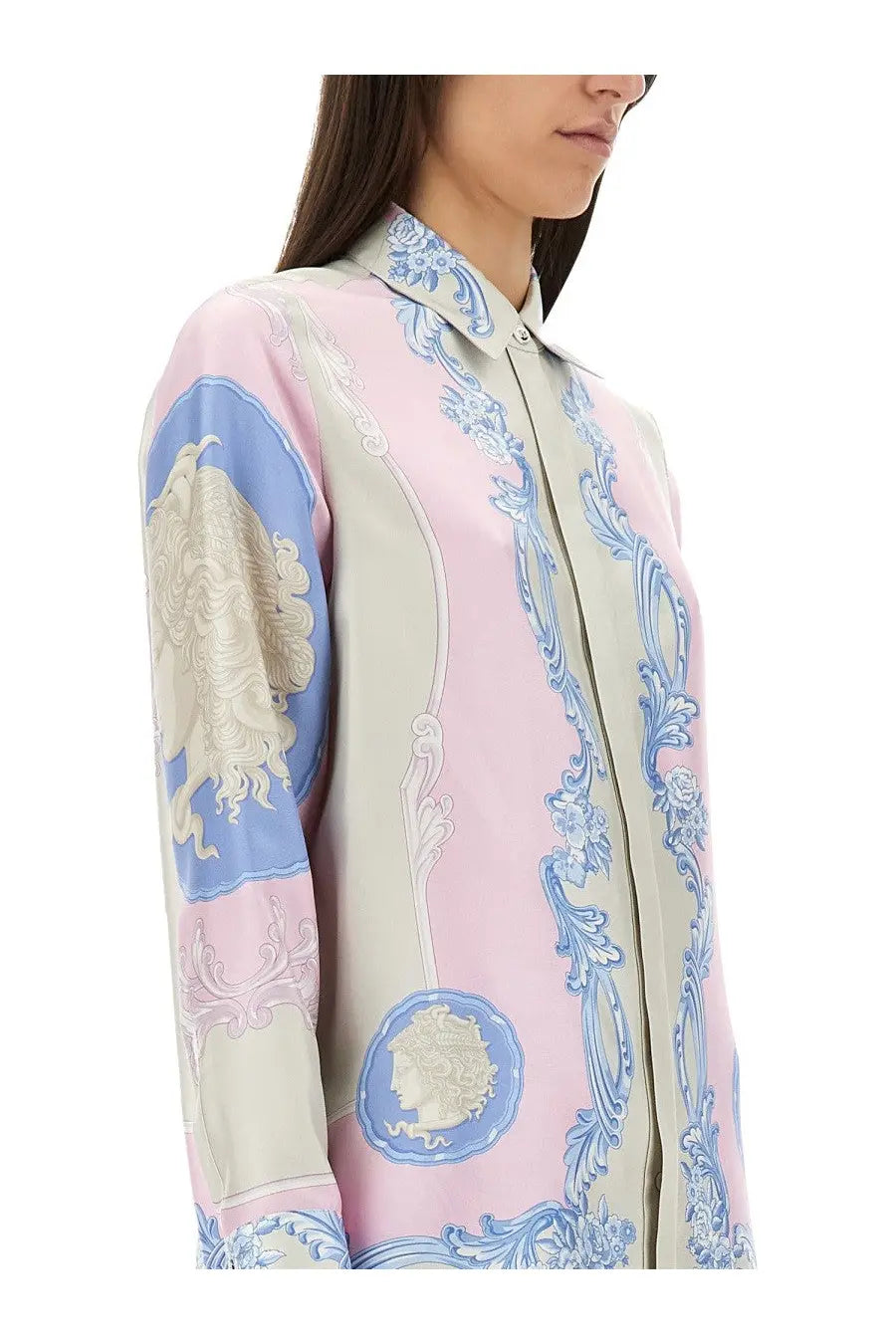 Versace Women's Silk Shirt Cameo Blue, view 4