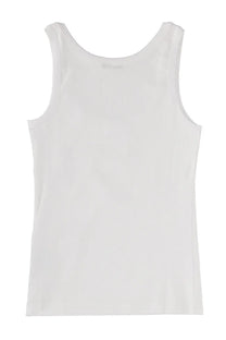 Versace women’s white sleeveless tank top with minimalist design made from comfortable material for casual wear