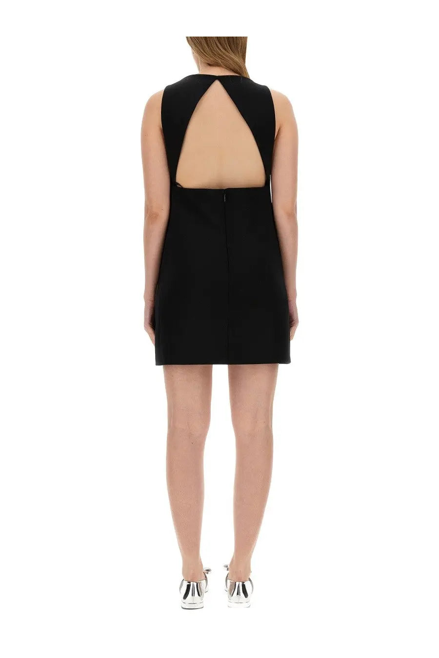 Versace Women's Wool Blend Straight Mini Dress Black, view 3