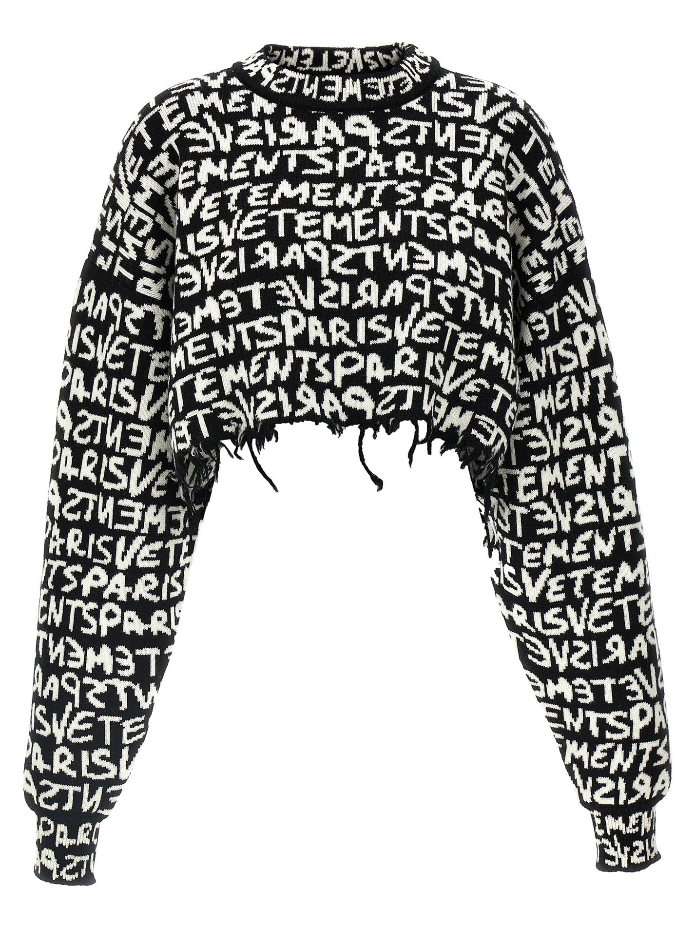 VETEMENTS - VETEMENTS - ’Vetements Paris Monogram’ cropped sweater - Women’s Knitwear