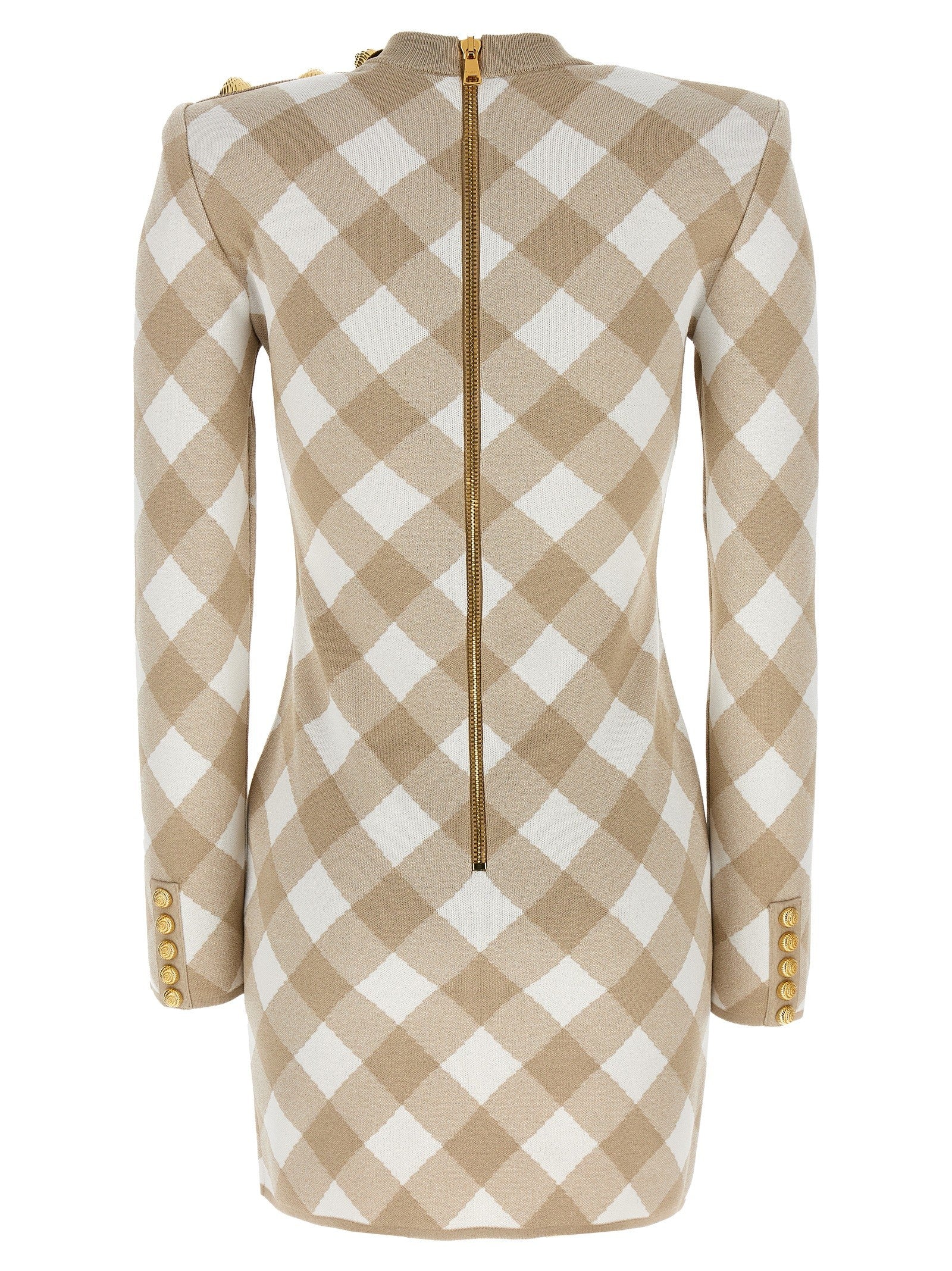 Balmain Vichy Dress Beige