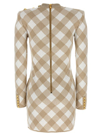 Balmain Vichy Dress Beige
