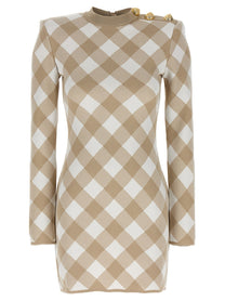Balmain Vichy Dress Beige