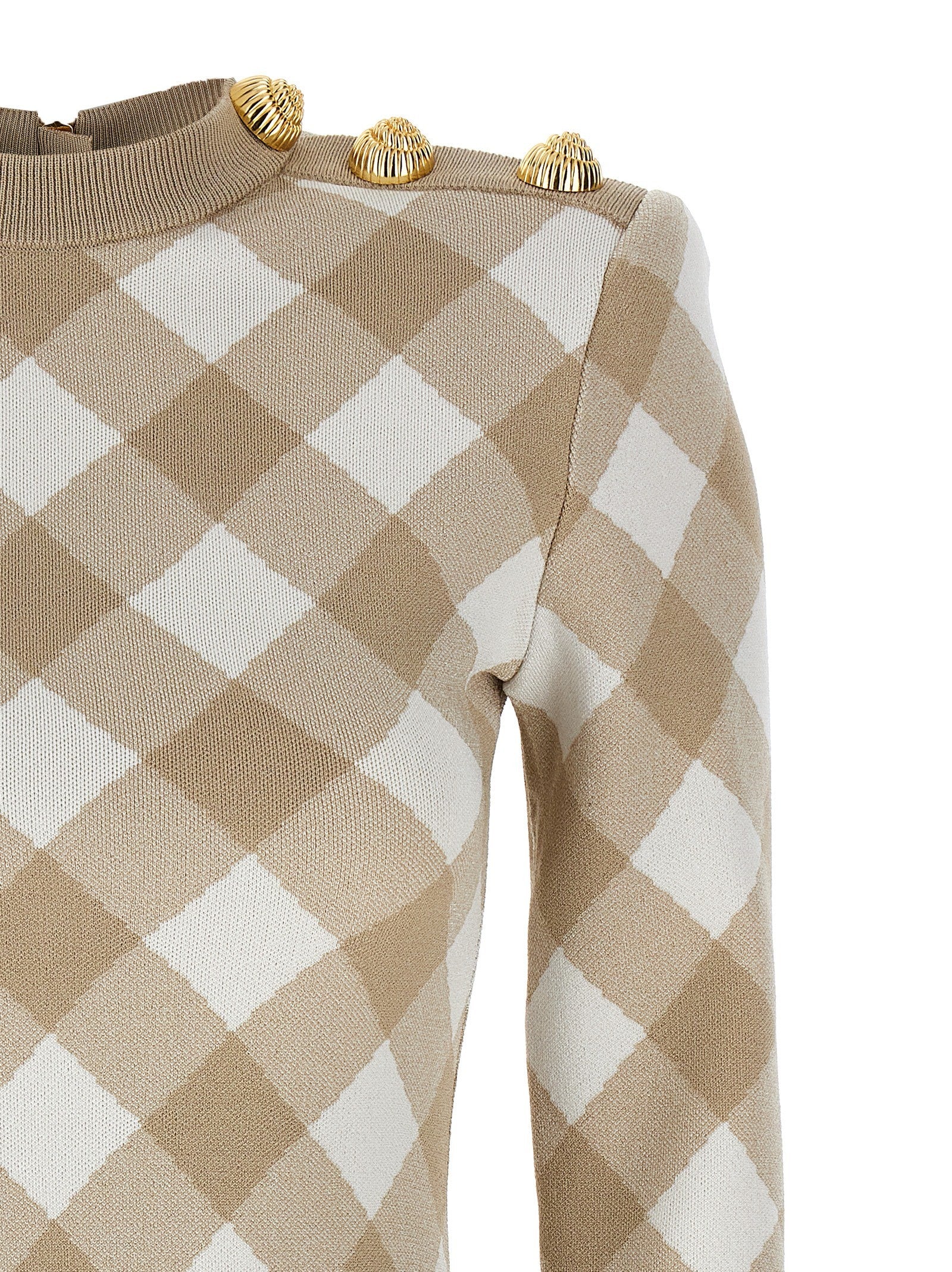 Balmain Vichy Dress Beige