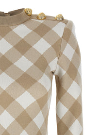 Balmain Vichy Dress Beige